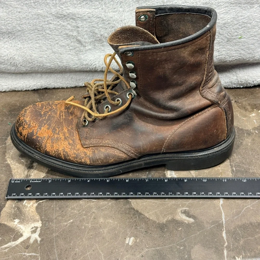 Vintage Red Wing SuperSole Boots Men 10 Brown Leather Made In USA Distressed